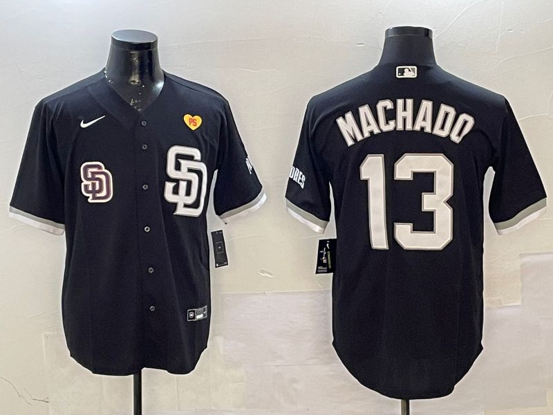 Men San Diego Padres #13 Machado Black Jointly Name Game Nike 2025 MLB Jersey style 6